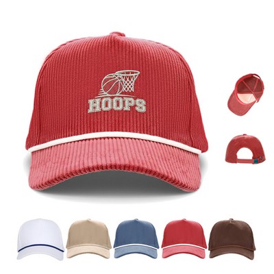 Rope Visor Corduroy 5-Panel Sports Cap